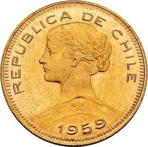 Obverse 100 Pesos 1959 So - Chile