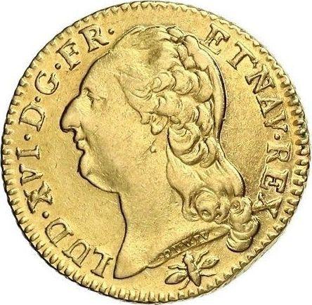 Аверс монеты - Луидор 1789 D "Тип 1785-1792" Лион - Франция, Людовик XVI